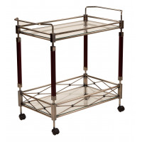 OSP Home Furnishings MLR37-ABR Serving Cart with Clear Tempered Glass